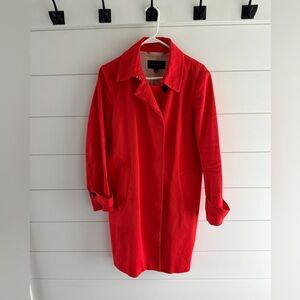 Ann Taylor Vibrant Red/Orange Trench Coat, Size Medium